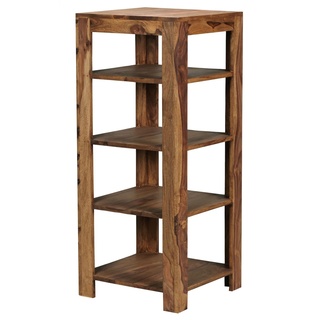 FineBuy Standregal 44x105x44 cm Sheesham Bücherregal Holz Regal Braun Massiv