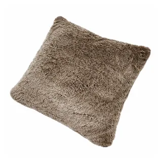 VINNEMEIER GmbH Textil- und Schuhimport Fellkissen Fellkissen Dekokissen Kuschelfell tip white 45 x 45 oder 30 x50, Kissenhülle mit Füllung braun 45x45