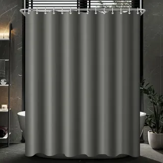 luxuskollektion Duschvorhang 240x200cm Dunkelgrau, Wasserabweisend, Beschwerter