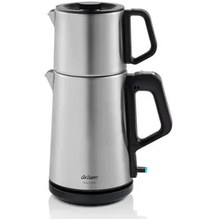 Arzum AR3143 Teemaschine Türkische Teekanne Teekocher Edelstahl-Kanne 1,8/1,0 L