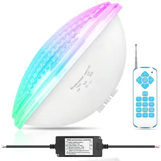 COOLWEST LED Poolbeleuchtung PAR56 54W RGBW Pool Lichter Unterwasser Externe Synchronisation IP68 mit Fernbedienung Pool Beleuchtungen Unterwasser AC 12V für Schwimmbad und Garten Lich