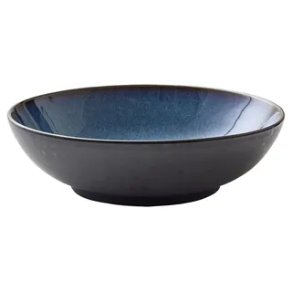 BITZ Salatschüssel, Schüssel/Schale aus Steinzeug, Spülmaschinenfest, Durchm. 24 cm, Schwarz/Blau