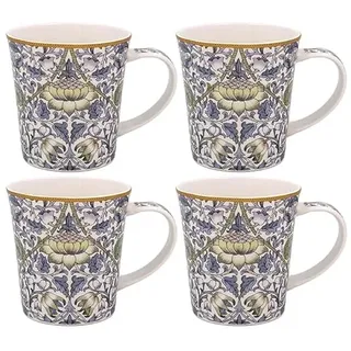 The Leonardo Collection Lodden Mugs William Morris Tee- und Kaffeetassen für Heißgetränke | feines Porzellan bedruckte Tassen für Küche & Zuhause | wiederverwendbare Keramikbecher für jeden Anlass