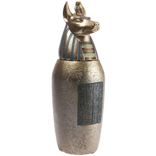lachineuse - Vase Canope Anubis – Ägyptische Vase, dekorativ, 21 cm – Deko-Objekt Ägypten Antike – Statue Figur Pharao Kopf des Schakals – Geschenkidee Deko Box Urne – Farbe Bronze Gold