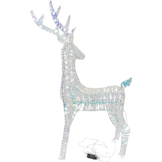 FRANK FLECHTWAREN LED-Rentier Rainbow, große außergewöhnliche Weihnachtsdeko, LEDs, Trafo, Timerfunktion, An-/Aus-Schalter Maße: 60 x 22 x 136 cm für den Außenbereich geeignet