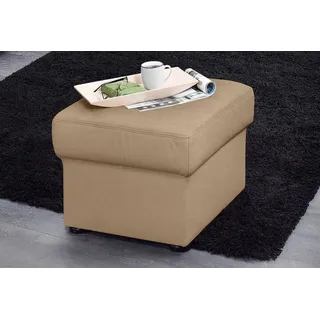 Hocker SIT & MORE "Bansin", braun (cafe), B:58cm H:45cm T:58cm, Luxus-Microfaser ALTARA NUBUCK (100% Polyester);SOFTLUX-Kunstleder;NaturLEDER (echtes Rindsleder)/Korpus SOFTLUX-Kunstleder, Hocker, Polsterhocker Lederhocker