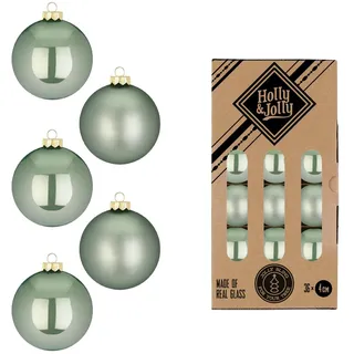 Holly & Jolly Weihnachtskugeln Glas 4cm 36 Stück & Mild Sage - Grün