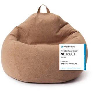 Lumaland Sitzsack Comfort Line | Indoor Beanbag 100x120x50cm mit mehr als 2,4 Mio. anpassbaren EPS-Perlen | Weiches & Komfortables Bodenkissen | Sessel für Kinder & Erwachsene | 315 L Volumen [Braun]