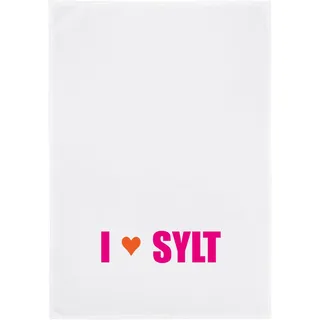 17;30 HOME Geschirrtuch, Humorvolles Design, 100% Baumwolle, I Love Sylt Spruch, umweltfreundlich, weiß, 50x70 cm