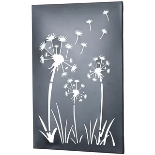levandeo Wandbild Pusteblume H45cm Schwarz Metallbild Wanddeko Metalldeko Industrial Schild Blume