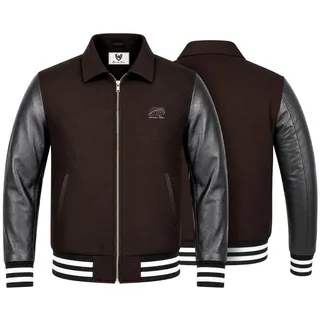 German Wear Collegejacke CJ003 Collegejacke Blouson Wolljacke Lederärmel braun 58/3XL