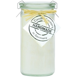 Candle Factory Mini Jumbo Duftkerze aus pflanzlichem Stearin im hitzebeständigen Glas der Marke Weck®, ca. 70h Brennzeit, Duft: duftneutral