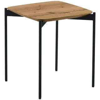 Venjakob Beistelltisch, Schwarz, Eiche, Holz, Metall, Wildeiche, furniert, quadratisch, rund, 43x49x43 cm, Goldenes M, Wohnzimmer, Wohnzimmertische, Beistelltische, Beistelltische Metall
