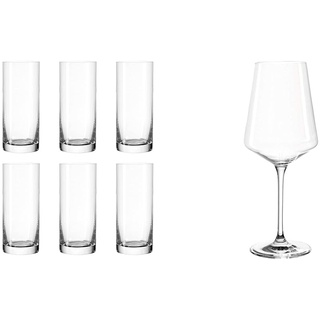 Leonardo Easy+ Trink-Gläser, 6er Set, spülmaschinenfeste Wasser-Gläser & ni Weißwein-Gläser, 6er Set, spülmaschinenfeste Wein-Gläser, Kelch mit gezogenem Stiel, Weinglas Set, 560 ml, 014789,klar