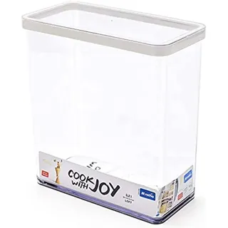 Rotho Loft Vorratsdose 3.2l mit Deckel, Kunststoff (SAN) BPA-frei, transparent/weiss, 3.2l (20.0 x 10.0 x 21.4 cm)