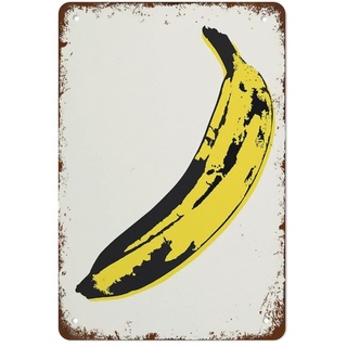 Retro Metall Blechschild Andy Warhol Pop Art Banana Ausstellung Poster bedruckbare Wandkunst 30,5 x 20,3 cm Home Bar Pub Shop Dekorationen Esszimmer Küche Kaffee Vintage Schild Geschenk