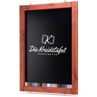 Rustikale Tafel Kreidetafel Wandtafel Küchentafel mit Holzrahmen zur Beschriftung mit Kreide im Landhausstil in verschiedenen Größen und Farben (Mahagoni, 60x120cm)