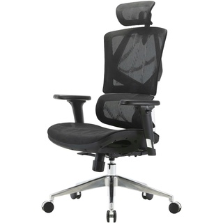 SIHOO Bürostuhl Schreibtischstuhl ergonomisch, Lordosenstütze hohe Rückenlehne 3D-Armlehnen ~ Mesh schwarz