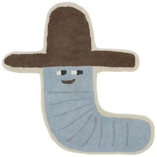 OYOY Blauer Cowboy-Teppich aus Wolle und Baumwolle H82x85cm