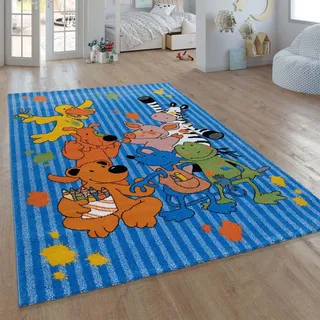 Paco Home Kinder-Teppich Die Lieben Sieben Kurzflor-Teppich Für Kinderzimmer 120x170 cm - Blau