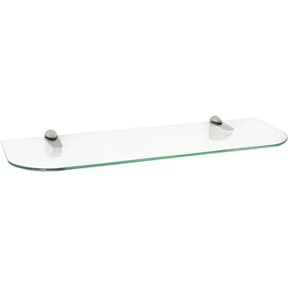 ib style® Glasregal 6mm |inkl. Befestigungsclip PELI Edelstahloptik | 11 Größen| 2 Dekore | Klar | 50 x 12 cm
