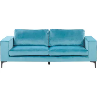 Beliani Sofa 3-sitzer Vadstena Samtstoff Hellblau