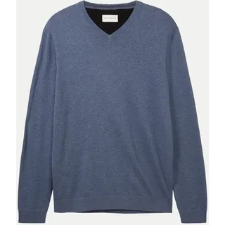 Tom Tailor 1038427 Basic Knit Pullover Mit V-ausschnitt Vintage Indigo Blue Melange M
