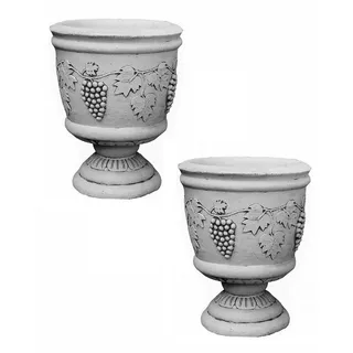 Blumenkübel-Set 2 x Pflanzkübel Blumentopf Pflanzschale Stein Blumen Schalen