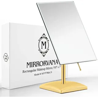 Mirrorvana Großer Goldener Tischspiegel für Schminktisch, Kosmetikspiegel ohne Rahmen, Badezimmer Arbeitsplatte Standspiegel, Make-up Spiegel 18 x 25 cm (Gold)