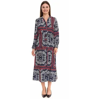 DELMAO Damen Midi-Kleid mit Allover-Print Langarm-Kleid Sommer-Kleid 58986315 Blau/Rot - 38