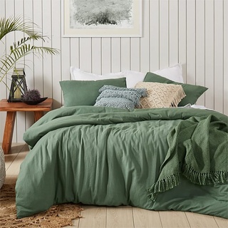 Sedefen Bettwäsche 135x200cm 4Teilig Baumwolle Renforce Grün Dunkelgrün Uni Unifarben Baumwollbettwäsche Set,2 Bettbezug und 2 Kissenbezug 80x80cm,mit Reißverschluss