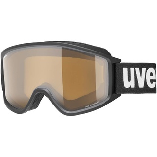 uvex g.gl 3000 P - Skibrille für Damen und Herren - polarisiert - vergrößertes, beschlagfreies Sichtfeld - black matt/brown-clear - one size
