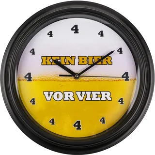 Monsterzeug Kein Bier vor Vier Uhr, Kein Bier vor 4, Bieruhr, Uhr mit lauter Vieren, Lustige Wanduhr, Witzige Wanduhr