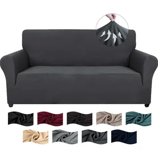 【3 € Rabatt ab 10 €】YSTYLE Stretch-Sofahusse, Couchbezüge für Sofa, Möbelschutz für Sofa mit elastischem Gummizug unten, 3-Sitzer, SJ, Dunkelgrau