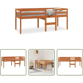 The Living Store Hochbett Wachsbraun 80x200 cm Massivholz Kiefer - Braun