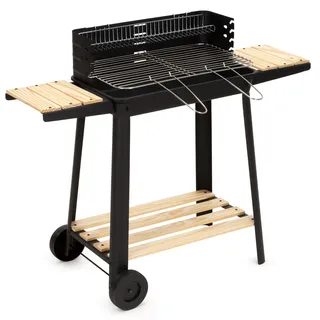 SPRINGOS Holzkohlegrill Grillwagen Schwarz/Braun