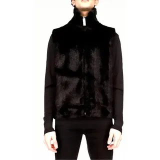 GIVENCHY Wendejacke Weste Vest Wendbare Kunstfell Jacke Blouson Rückseite aus gerippter Wolle, Wendbar Weste schwarz