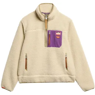 Superdry Vintage Retro Half Zip Damen Fleecejacke weiß creme lila - XL