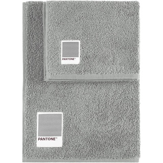 SWEET HOME PantoneTM Handtücher-Set 1+1 bestehend aus Gästehandtüchern 40 x 50 cm + Gesicht 50 x 100 cm, Oeko Tex Zertifiziert, Grau