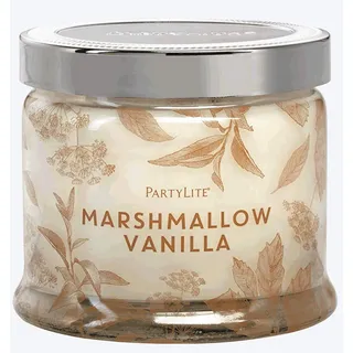 PartyLite Duftkerze mit 3 Dochten | Kerzenhalter aus Glas | Vanille & Marshmallow