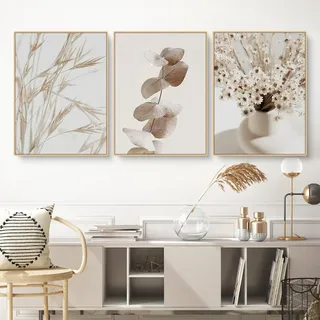 Herfair 3er Premium Poster Set,Leinwand Bilder Set Aufhängefertig in Boho Stil,Ohne Rahmen Leinwandbilder, Modern Wanddeko Bilder Set für Wohnzimmer Schlafzimmer (50x70cm)