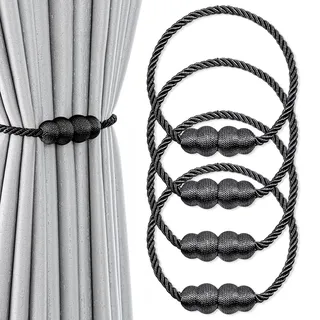Xiuyer 4 Stück Magnetische Gardinen Raffhalter,Gardinen Halter Mit Magneten Vorhang Halter Raffhalter Für Gardinenklammern Vorhänge Zuhause Büro Dekoration Vorhang Raffhalter Gardinen (Schwarz)