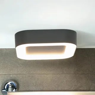 LED Außen Deckenleuchte Grau Dunkel Aluminium Kunststoff Eckig 3000K 538lm Deckenlampe Außenbeleuchtung Haus - Grau