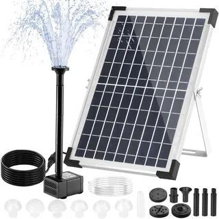 Clevich Solar Teichpumpe 10-12W, Solar Springbrunnen für Außen, DIY Brunnen, mit 1M Wasserleitung, 9 Düsen, 3,25M Kabellänge, für Fischteiche, Kleine Teiche, Wasserfälle,Blumentöpfe,Dekorationsbrunnen