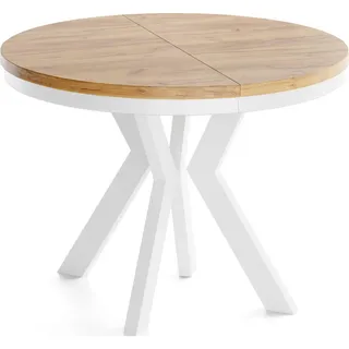 WFL GROUP Runder Ausziehtisch 90-190 x 77 cm braun