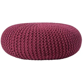 Homescapes Strick-Pouf, Weinrot, Textil, Uni, Rund, 70x23x70 cm, Wohnzimmer, Hocker, Poufs