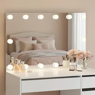 Bellamio Livny Schminkspiegel 110x70 cm, 14 LED-Glühbirnen, 3 Lichtfarben | Hollywood Spiegel mit Beleuchtung, Touch-Sensor, Kosmetikspiegel mit Wandmontage, Schminktisch Spiegel, Make Up Spiegel