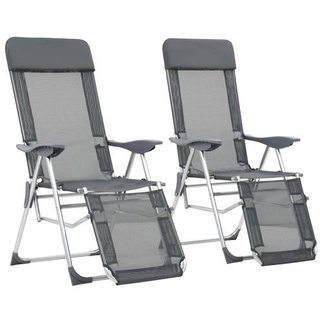 vidaXL Klappbare Liegestühle mit Fußteil 2 Stk. Grau Textilene