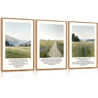 ANHUIB Bibelvers Wandkunst Christliche Poster 30x40 Bibel Bilder Leinwand Bibelvers Bild mit Rahmen Botanische Wandbilder Christliche Wandbild Bibelvers Leinwandbilder Natur Landschaft Wohnzimmer Deko