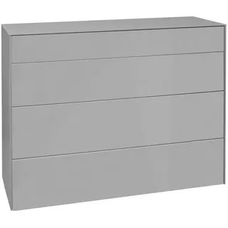 Novel Sideboard Imola, Hellgrau, Kunststoff, 2 Schublade(n) Schubladen, 121x89x42 cm, DIN EN ISO 9001, stehend, Abdeckplatte aus Glas, Wohnzimmer, Kommoden & Sideboards, Sideboards